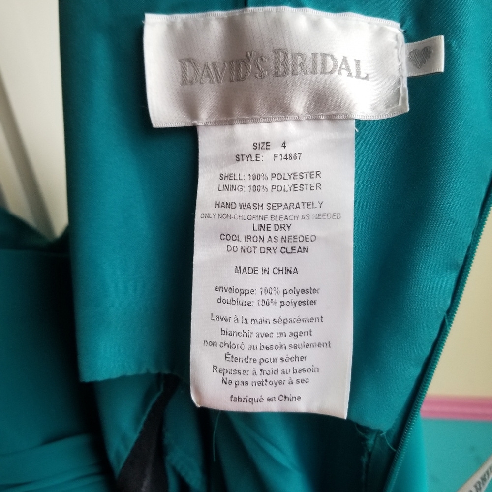 David's Bridal Oasis Blue size 4 Bridesmaid dress